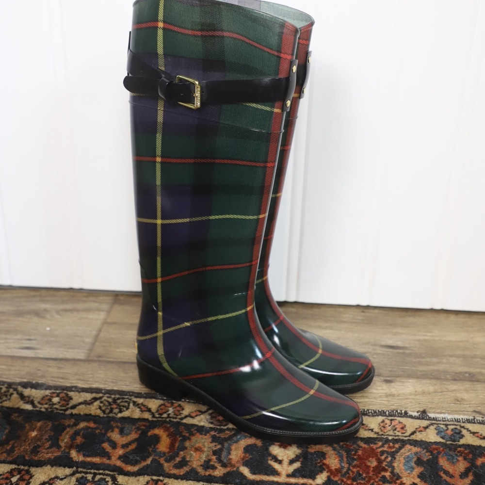 Lauren Ralph Lauren plaid rain boots size 8